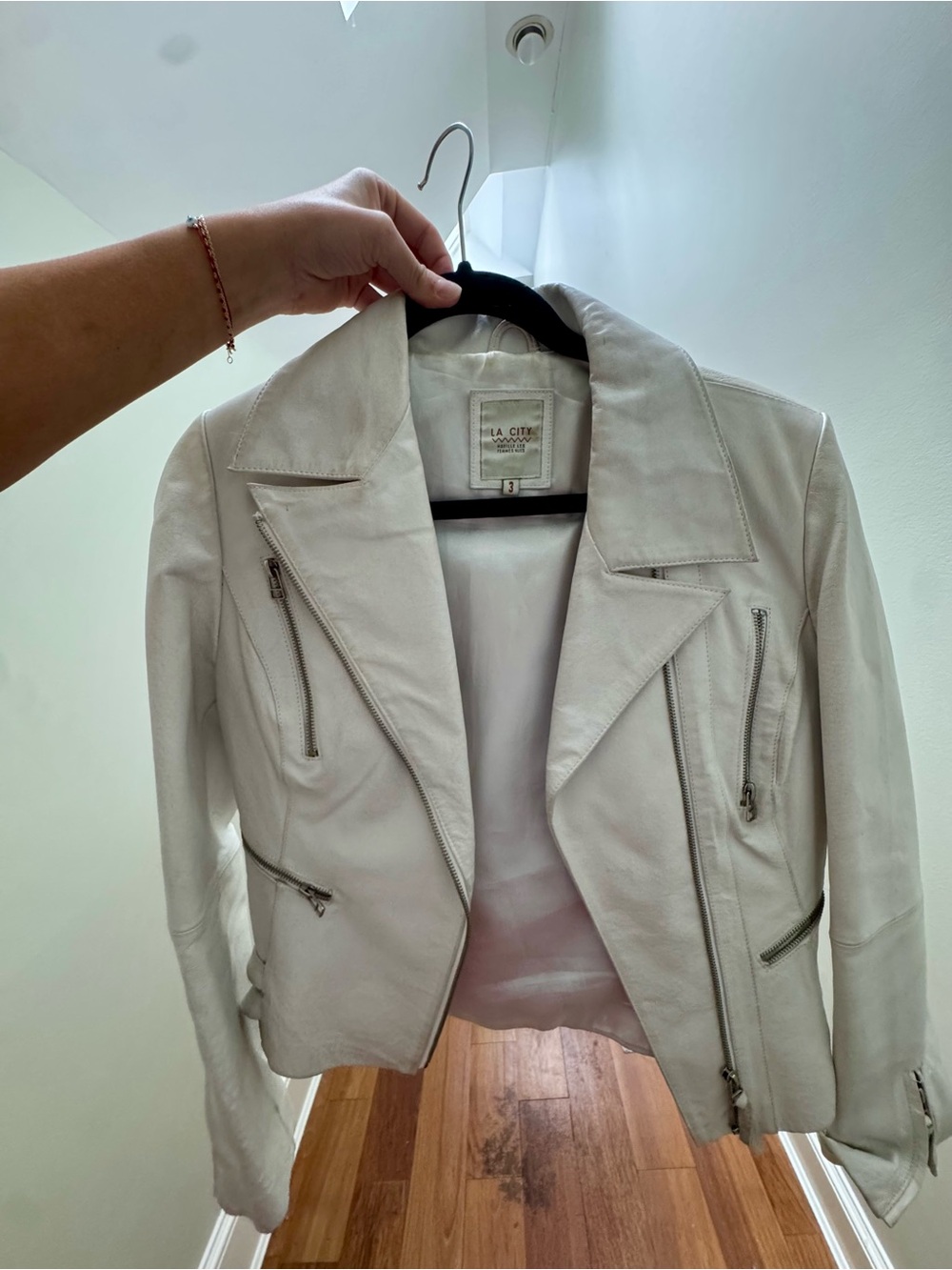 Women's Vintage White leather Jacket